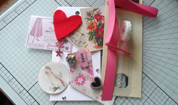 Gathering the materials to make my tag