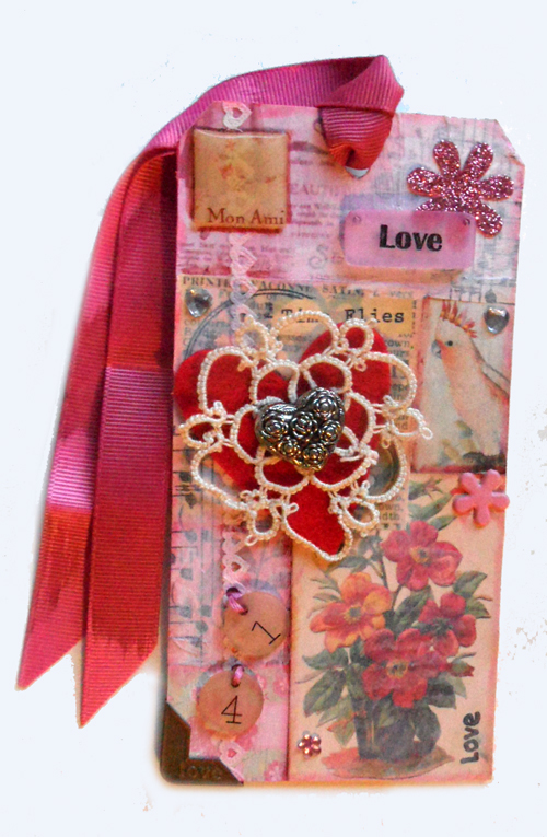 Vintage Valentine Tag - mixed media - Tim Holtz Tags of 2015