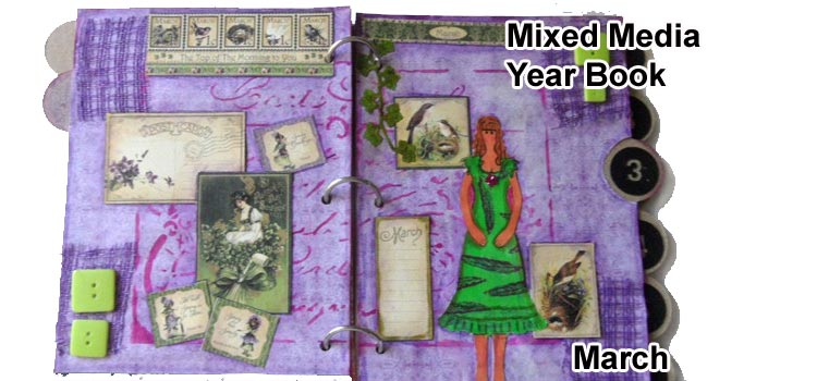 Paper Doll Mixed Media Year Book – March Page Mixed Media Year Book - March