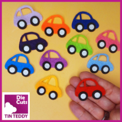 Tin Teddy Die Cuts - Small Felt Cars